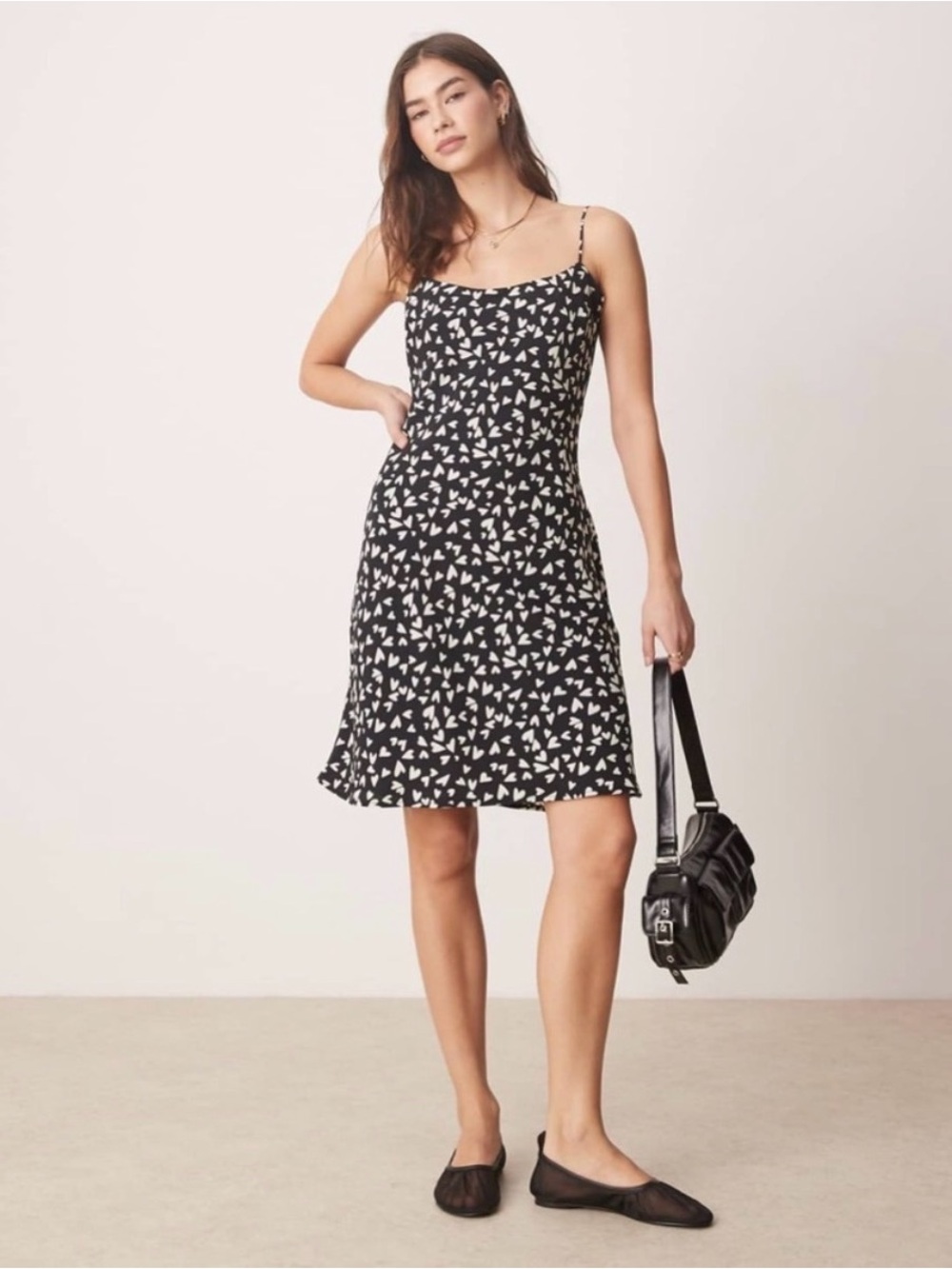 Abercrombie Black and White Heart-Print Slip Dress